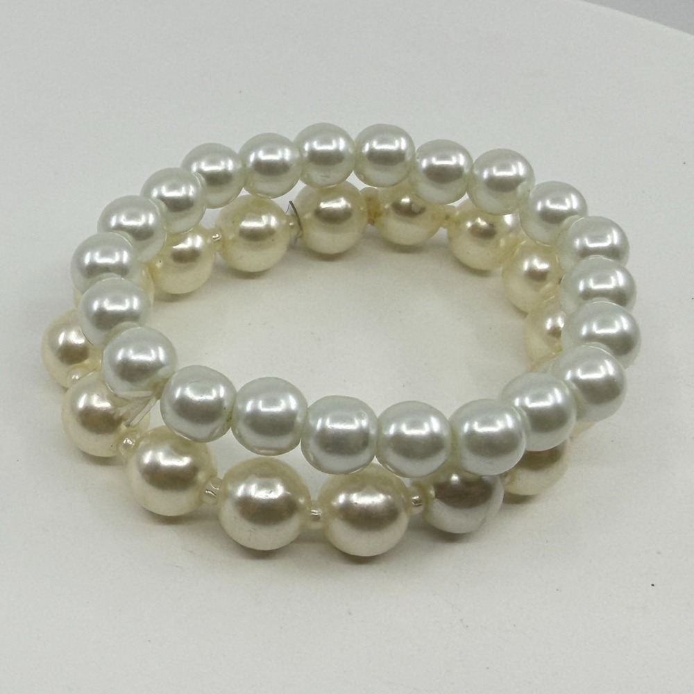 Elegant White Pearl Stacking Bracelet Set - Beaded Stretch Jewelry Gift